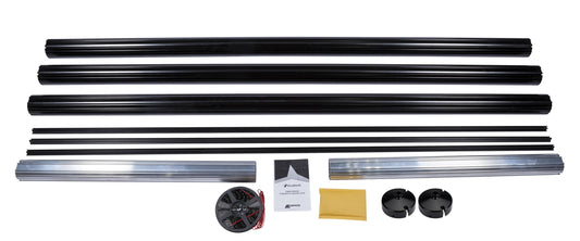VELARIUM VET022B 22' Cut-to-Fit Black Powder Coated Roller Tube, Black End Caps, Light Rail and LED Lighting (Range 22' - 15')