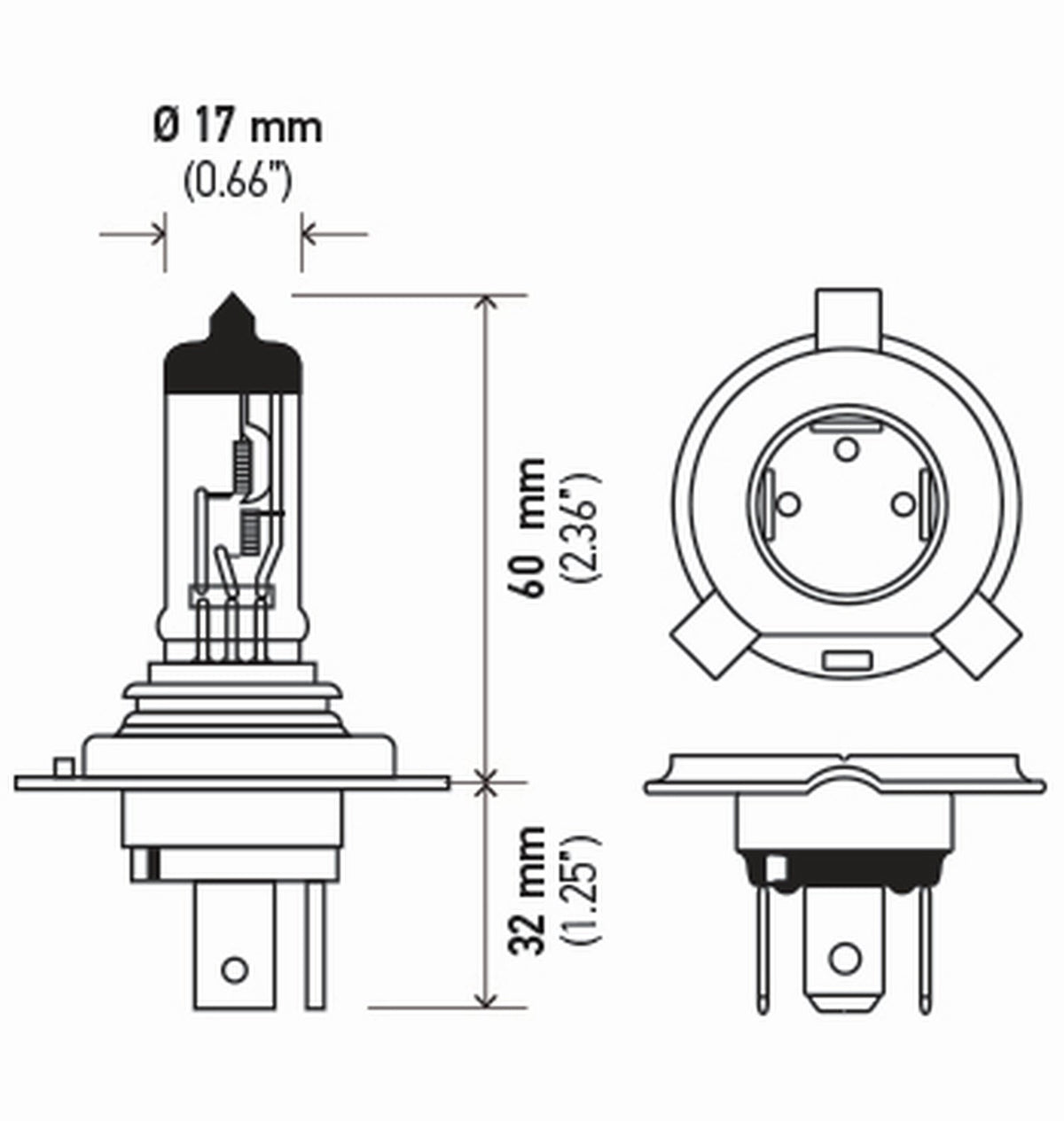 Hella H424VHD BULB H4 24V 75/70W P43T T4.6 HEAVY DUTY