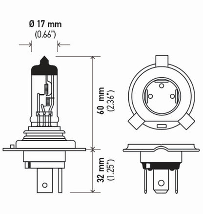 Hella H424VHD BULB H4 24V 75/70W P43T T4.6 HEAVY DUTY