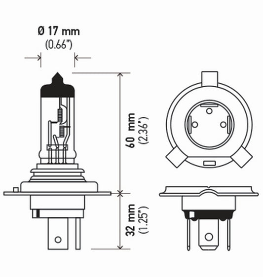 Hella H424VHD BULB H4 24V 75/70W P43T T4.6 HEAVY DUTY