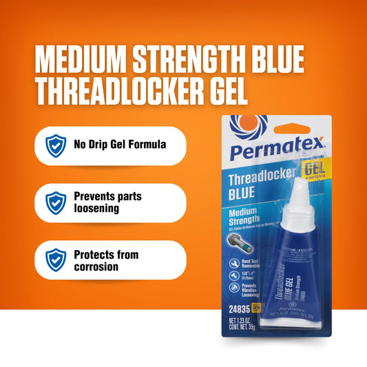 PERMATEX 24835 Permatex 24835 Medium Strength Threadlocker Blue Gel, 35 g