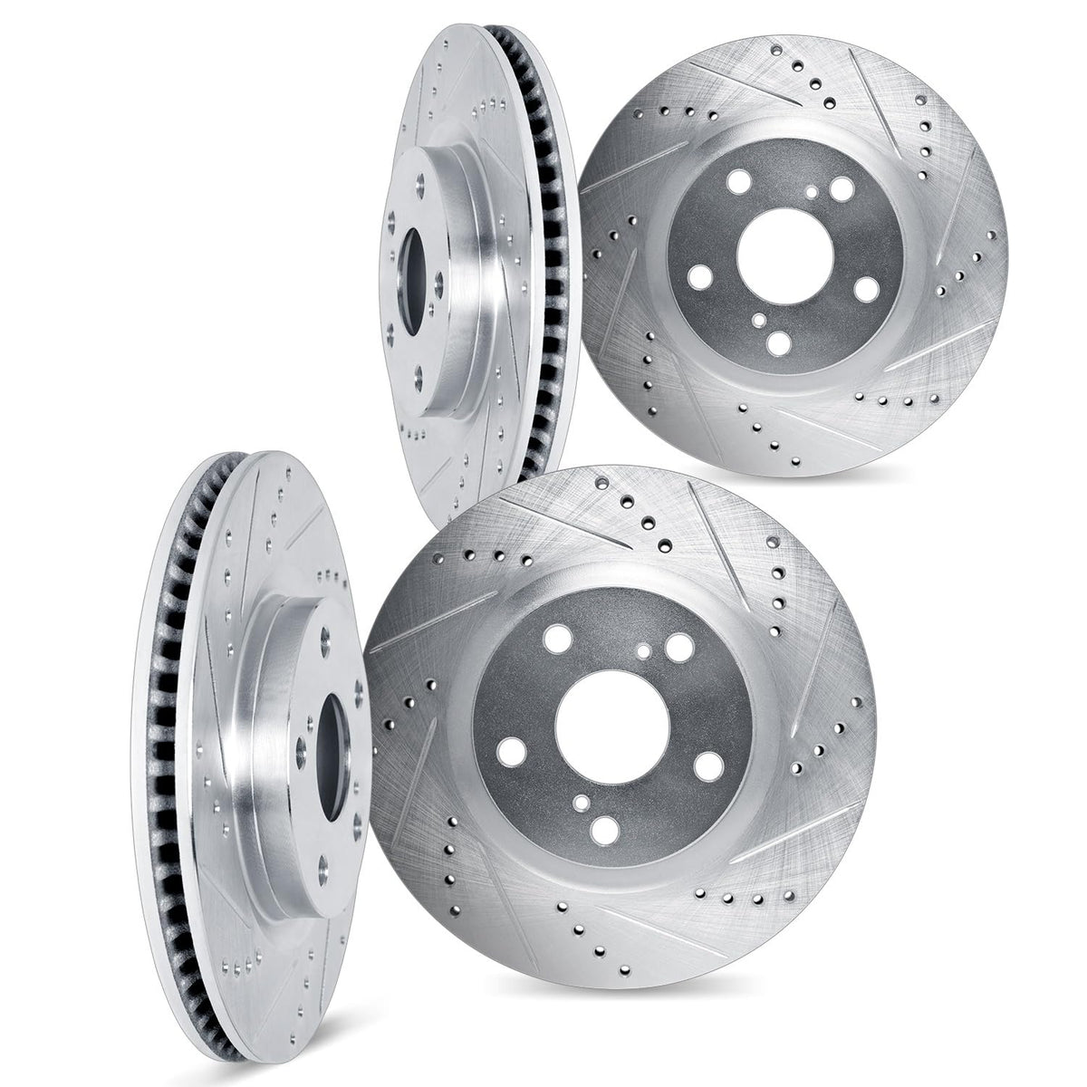 Dynamic Friction 7004-02021 BRAKE ROTOR DRILLED AND SLOTTED SILVER