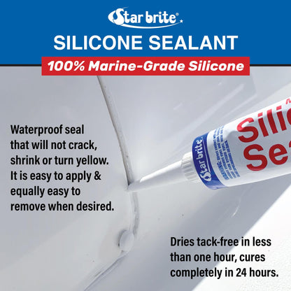 STAR BRITE 082122 STAR BRITE Marine Silicone Sealant - Clear 10.1 Oz - Waterproof, Durable, UV Resistant, for Fiberglass, Metal, Wood, Glass, Ceramic & More (082122)