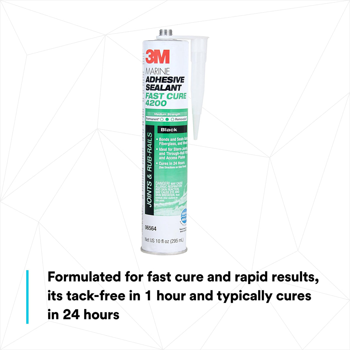 3M 06564 3M Marine Adhesive/Sealant Fast Cure 4200, 06564, Black, 1/10 Gallon