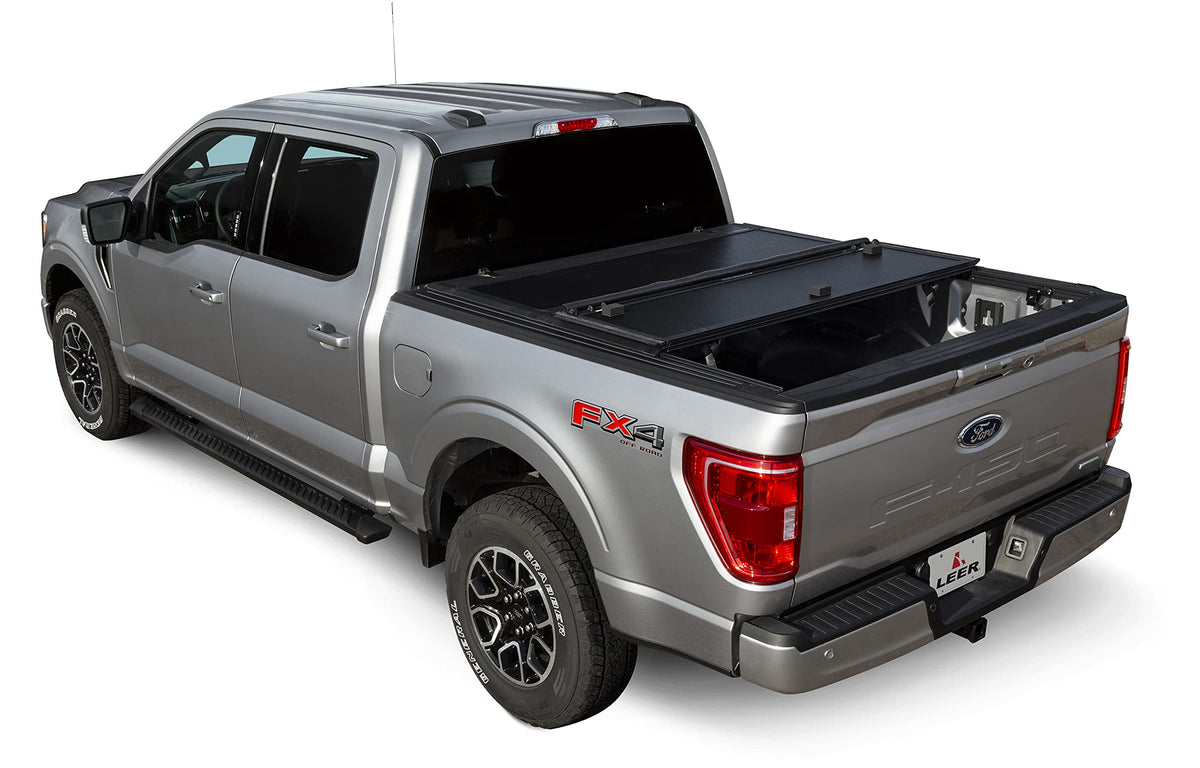 LEER 631298 LEER HF350M Tri-Folding Truck Bed Tonneau Cover, Fits Dodge Ram Without 60/40 Tailgate, Years 2019-2025, 5'7" Truck Bed, Black