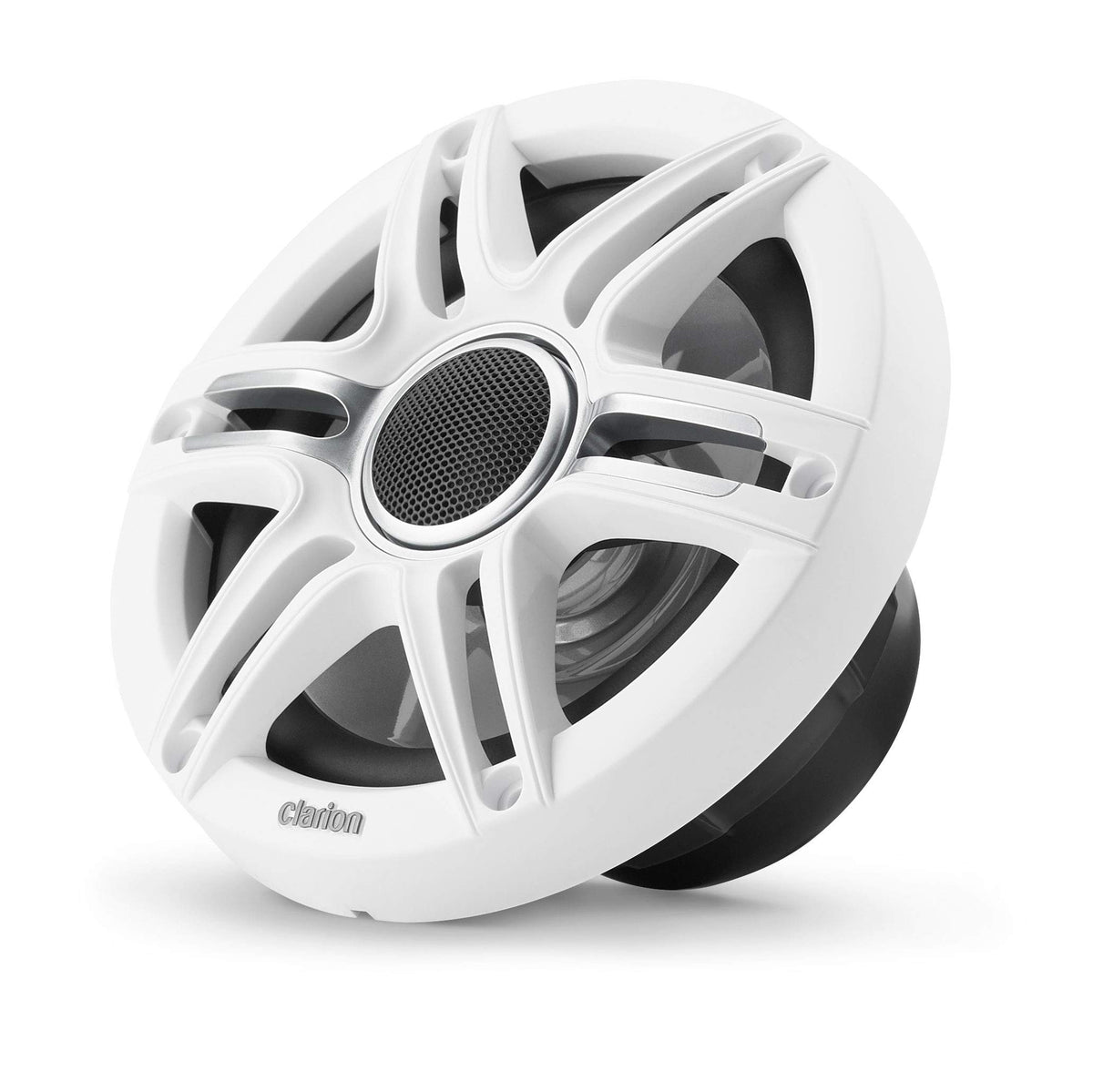CLARION 010-03047-00 Clarion CMSP-651-SWG Premium 6.5-inch Coaxial Marine Speakers, 50W RMS, with White & Gray Metallic Grilles