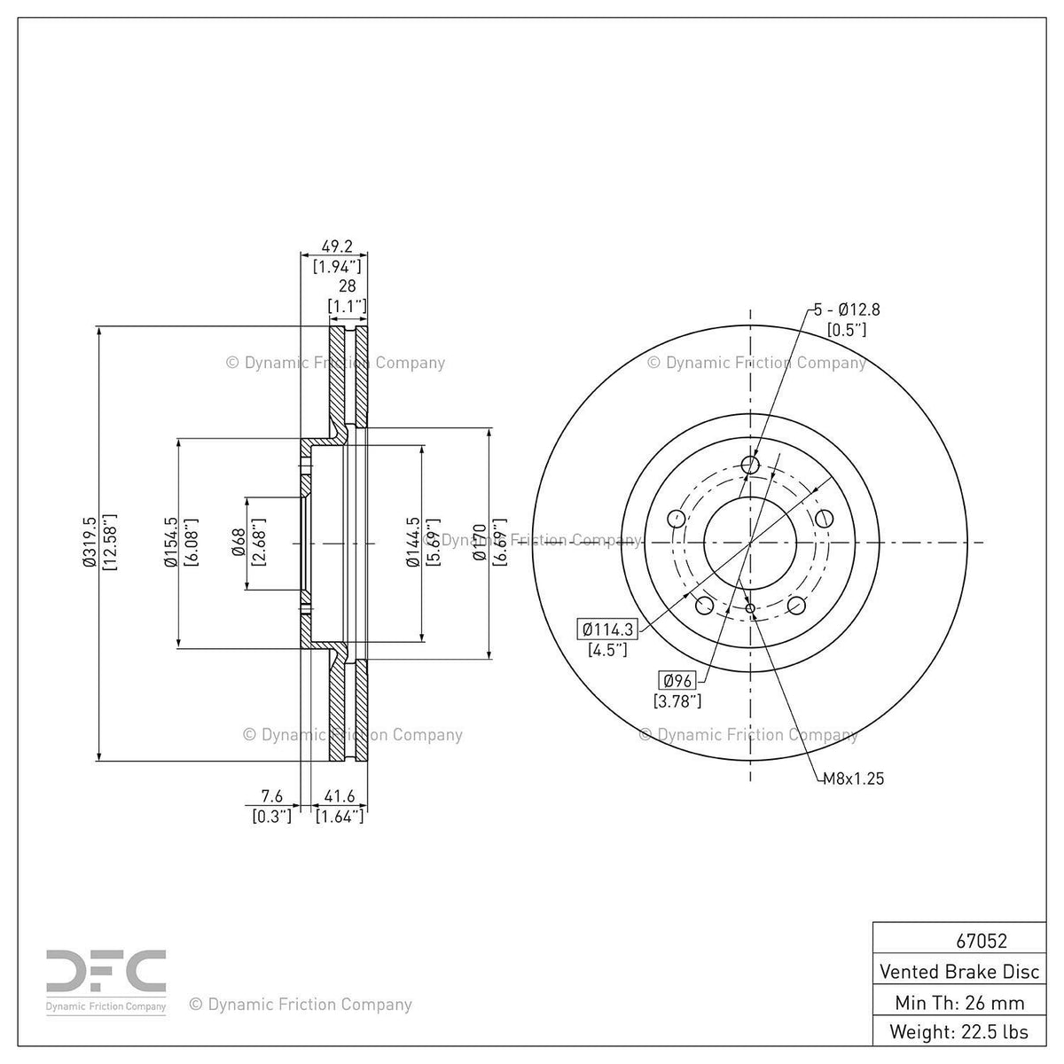 Dynamic Friction 604-67052 Front Brake Rotor