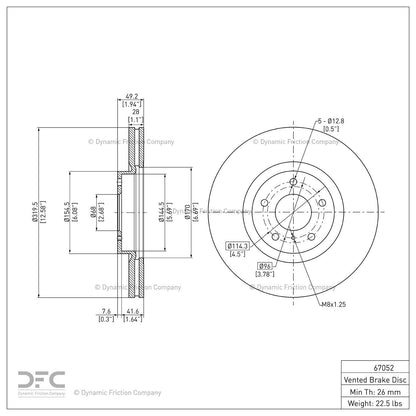 Dynamic Friction 604-67052 Front Brake Rotor