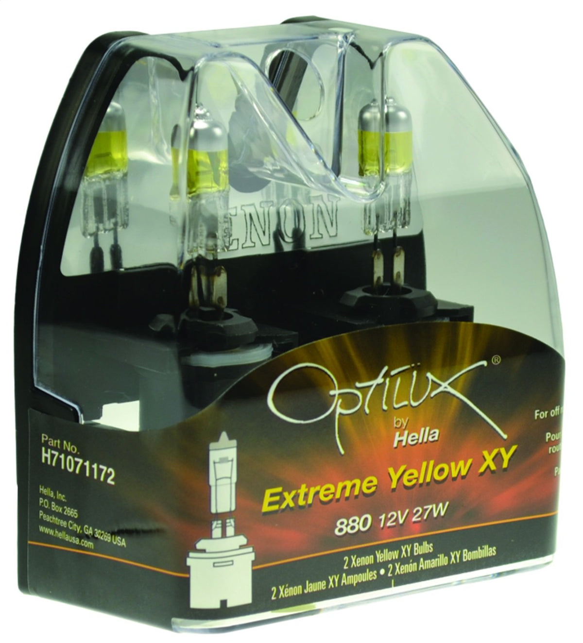 HELLA H71071172 Hella H71071172 Optilux XY Series 880 Xenon Yellow Halogen Bulbs, 12V, 27W, 2 Pack