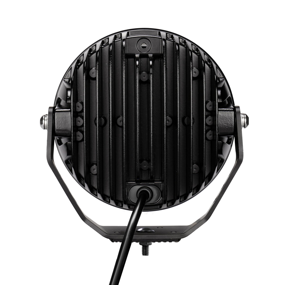 GO RHINO 750800711DRS Go Rhino Xplor Lighting: Blackout Series 7" Maxround LED Driving Light w/ Daytime Running Lights | Surface Mount ( Threaded Stud Mount), Aluminum, Black | 750800711DRS