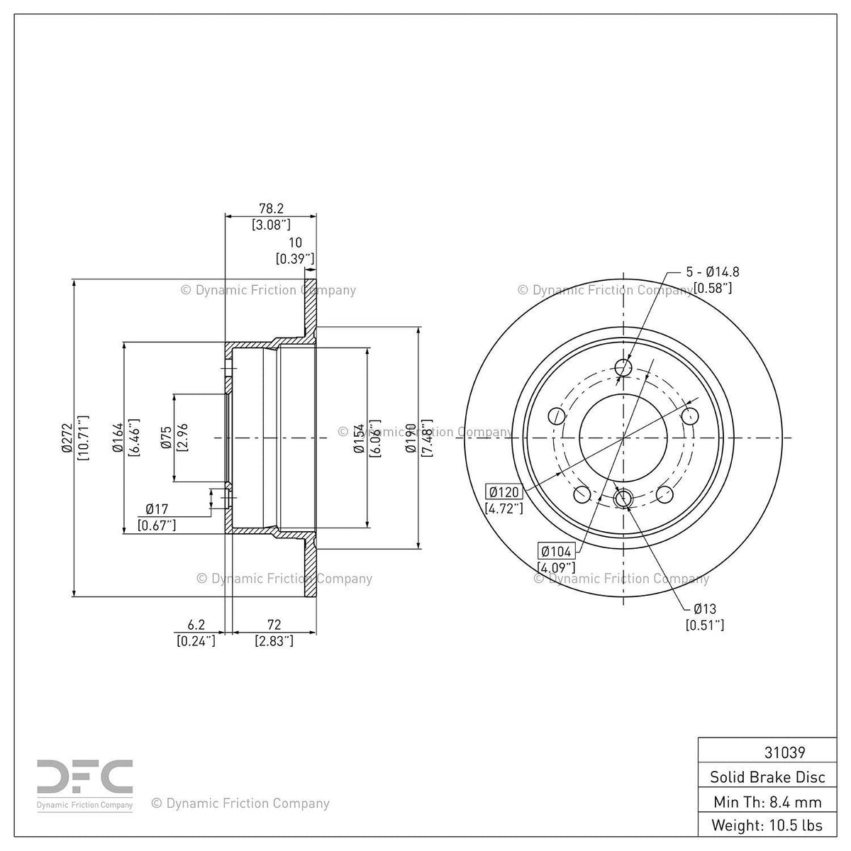 Dynamic Friction 604-31039 Rear Brake Rotor