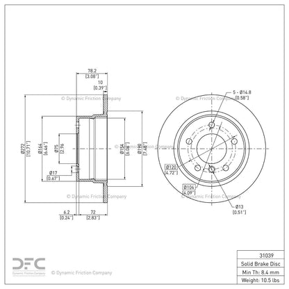 Dynamic Friction 604-31039 Rear Brake Rotor