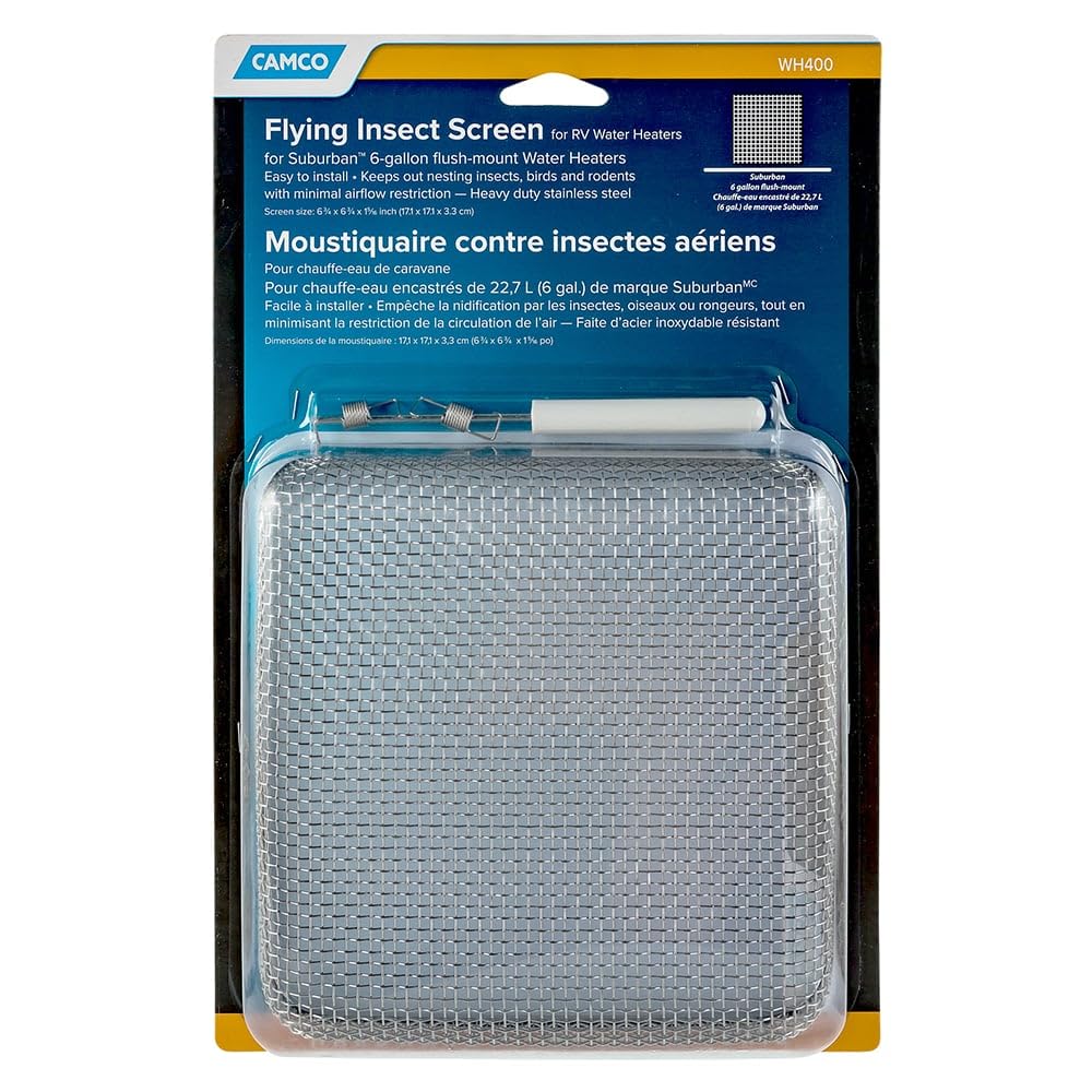 CAMCO 42151 Camco 42151 Flying Insect Water Heater Screen - WH 400,6.75" X 6.75" X 1.3", Gray