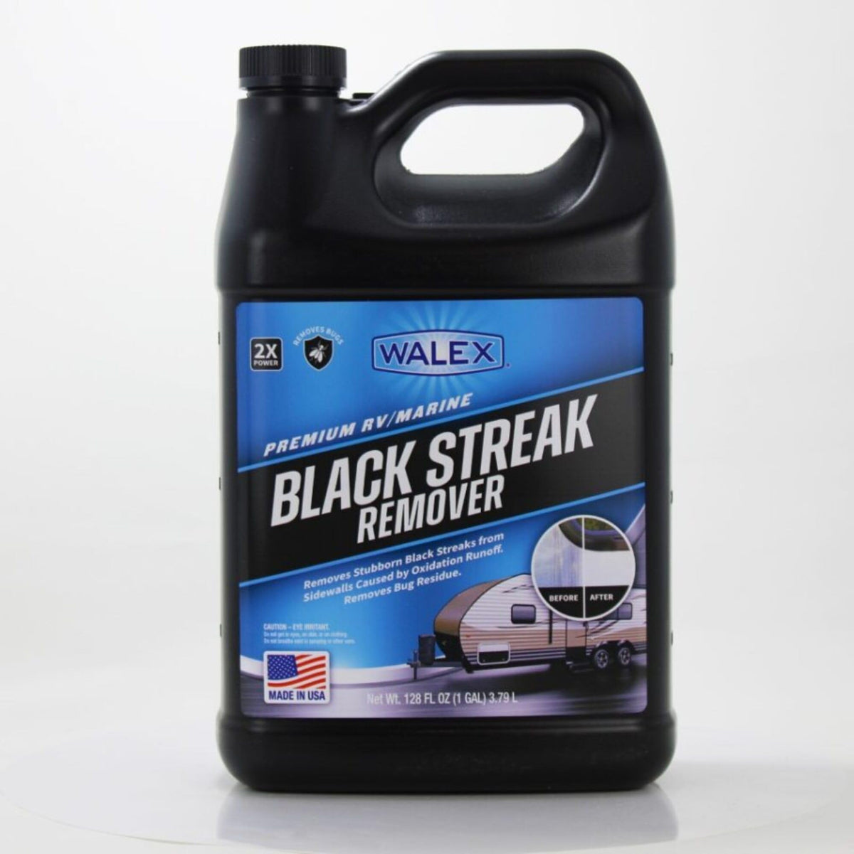 WALEX WALBS1G Walex Premium RV/Marine Black Streak Remover - Powerful Exterior Cleaner for RVs, Campers, and Boats, Restores Original Shine, Removes Tough Stains & Scuff Marks, Easy Application, 1 Gallon