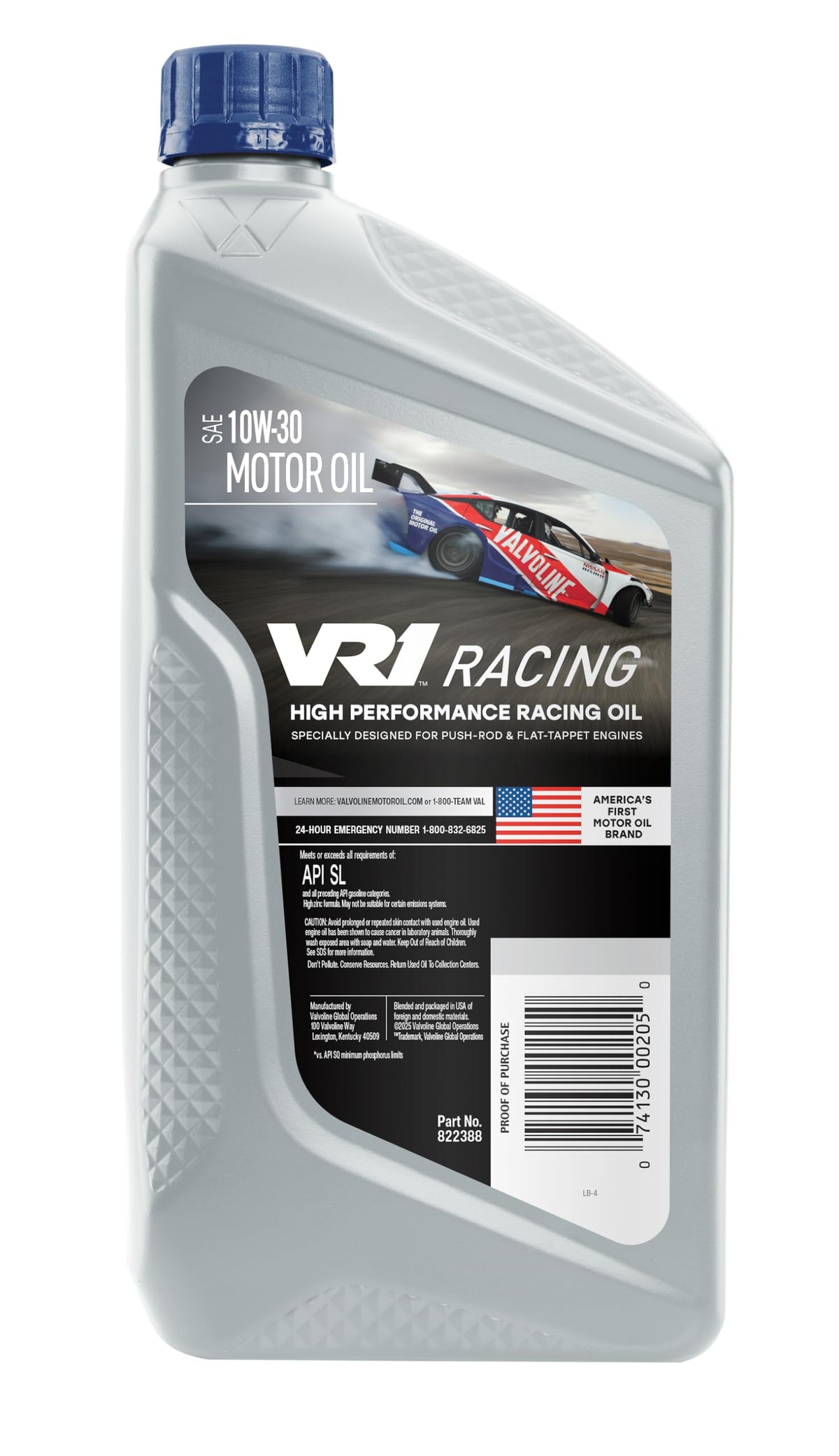 VALVOLINE 822388 Valvoline VR1 Racing SAE 10W-30 Motor Oil 1 QT, Case of 6