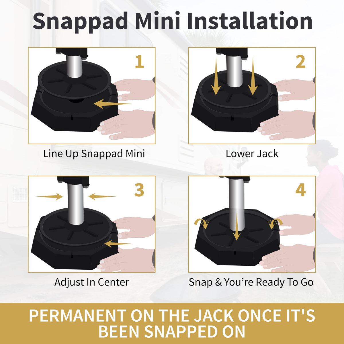 SNAPPAD MN5SP1 SnapPad Mini 5.5 Single RV Pads – Precise Fit for Travel Trailers - Compatible with Major RV Brands & Leveling Systems - for 5.5” Round Jack Feet – Accurate RV Accessories for LCI Tongue Jacks
