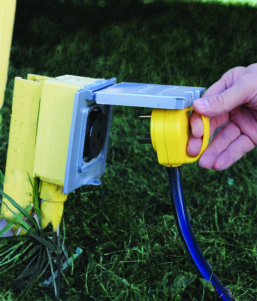 CAMCO 55283 Camco Power Grip RV Mini Replacement Plug - Attach 30 Amp RV Plug to Existing 30 Amp RV Extension Cord - Features Ergonomic Designed Handle for Easy Gripping- Rated for 125 V/3750 W (55283)