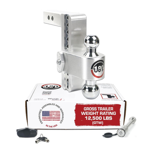 WEIGH SAFE CTB8-2.5-KA Weigh Safe 180-Degree Trailer Hitch - Adjustable Trailer Hitch for Towing - Compatible with 2.5" Receivers - 8" Drop, Chrome-Plated Tow Balls, 12,500 GTW, 2-Piece Lock Set