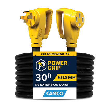 CAMCO 55195 Camco Power Grip 30-Ft 50-Amp RV Extension Cord -Rated for 125/250V/12,500W