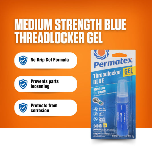 PERMATEX 24010 Permatex 24010 Medium Strength Threadlocker Blue Gel, 10 g Gel Twist Applicator