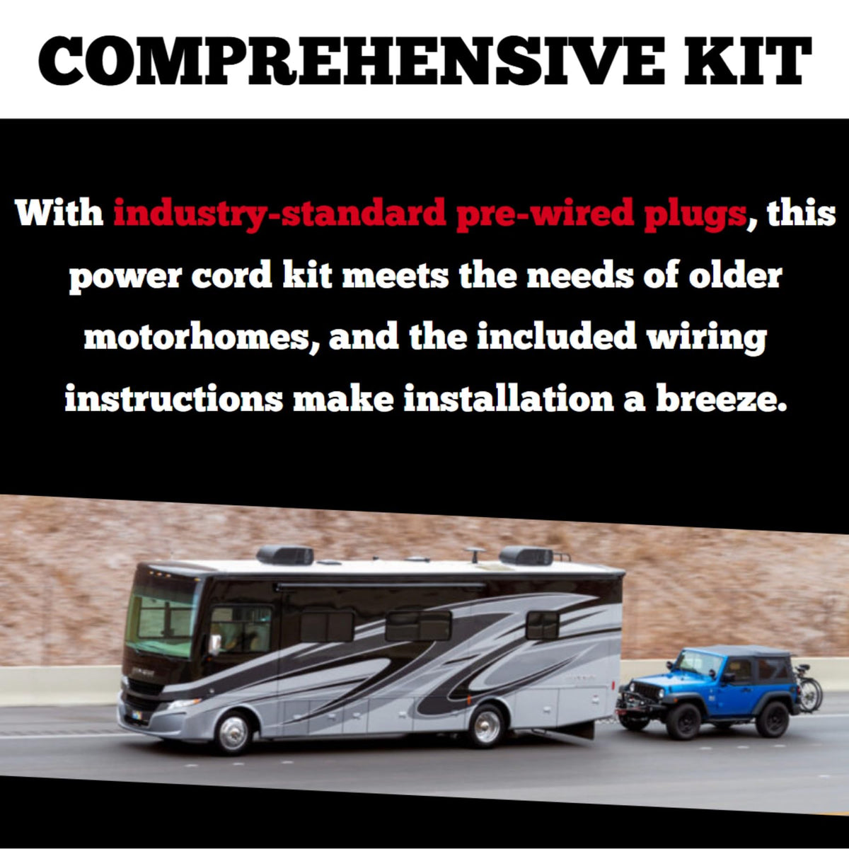 ROADMASTER 164-7 Roadmaster 164-7 Flexo-Coil 7-Wire to 4-Wire Adaptive Power Cord with Plugs, Sockets, & Socket Bracket Included | Designed for Motorhomes with 4-Way Sockets | Water, Oil, & Chemical Resistant