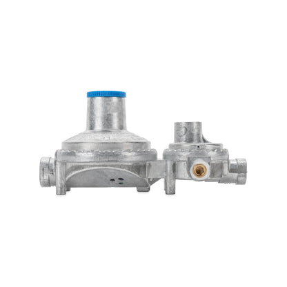 CAMCO 59323 Camco Horizontal Two Stage Propane Regulator - Compatible with 20 lb or 30 lb Propane Tanks with ACME Threads - 1/4-inch Female NPT inlet and 3/8-inch Female NPT outlet (59323)