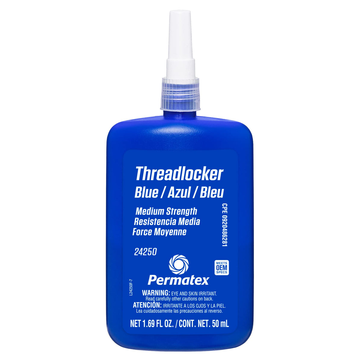 PERMATEX 24250 Permatex 24250 Medium Strength Threadlocker Blue, 50 ml, Automotive Threadlocker for Preventing Bolts from Loosening and Corrosion, Removable with Hand Tools