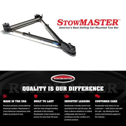 ROADMASTER 501 Roadmaster 501 Stowmaster Tow Bar with 2" Coupler fits Baseplates | Hauls Up to 6,000 lbs | Large Hook-Up Radius | Powder-Coated Finish | Self-lubricating Bushings