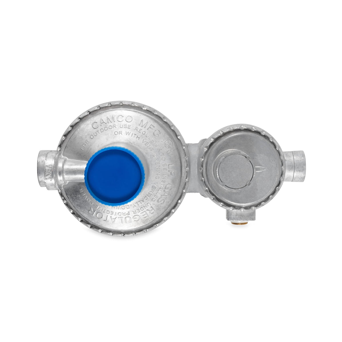 CAMCO 59313 Camco Vertical Two Stage Propane Regulator - Compatible with 20 lb or 30 lb Propane Tanks with ACME Threads - 1/4-inch Female NPT inlet and 3/8-inch Female NPT outlet (59313)
