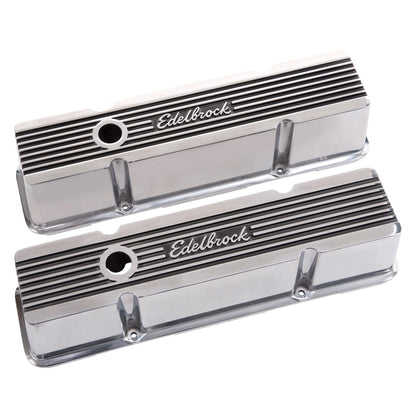 EDELBROCK 4263 Edelbrock 4263 Elite II Valve Covers for Chevy 262-400 V8 1959-86 Aluminum Finned