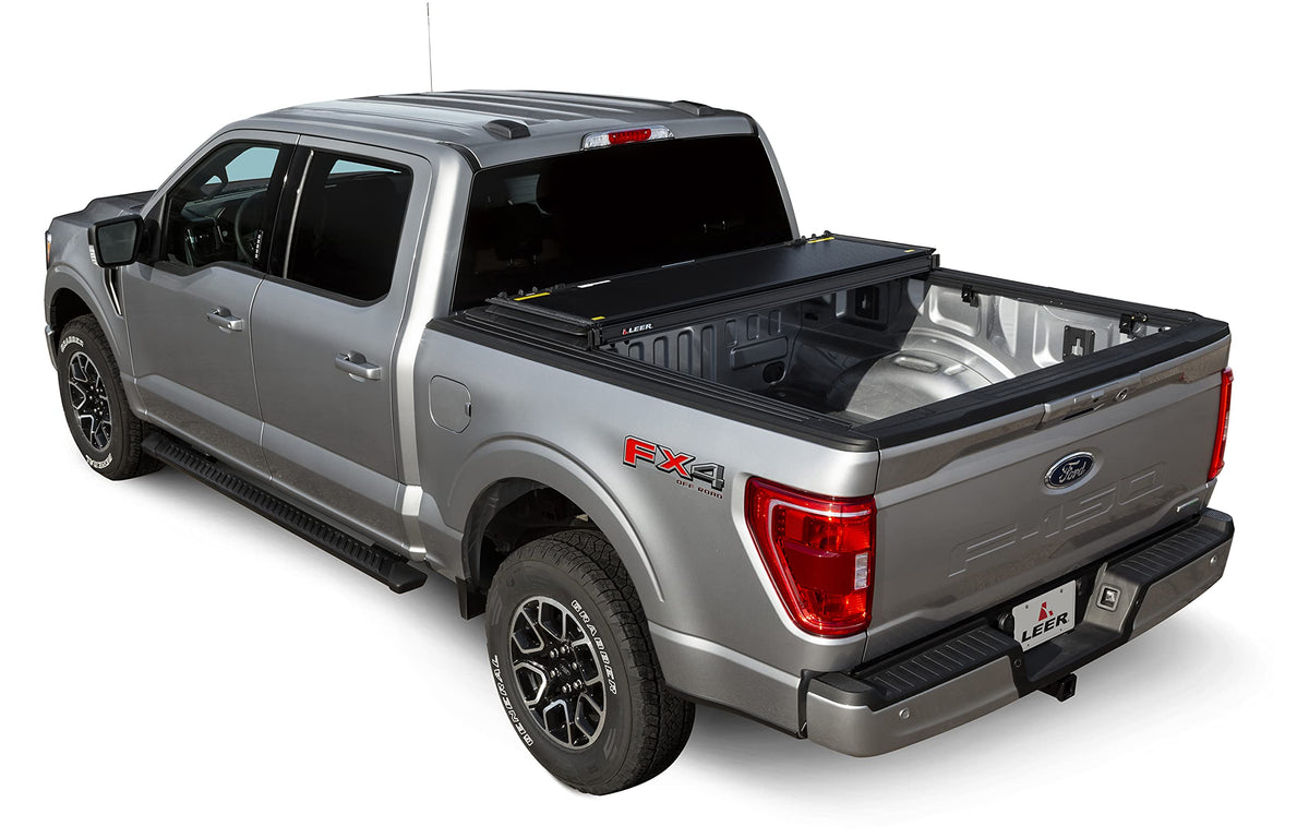 LEER 631298 LEER HF350M Tri-Folding Truck Bed Tonneau Cover, Fits Dodge Ram Without 60/40 Tailgate, Years 2019-2025, 5'7" Truck Bed, Black