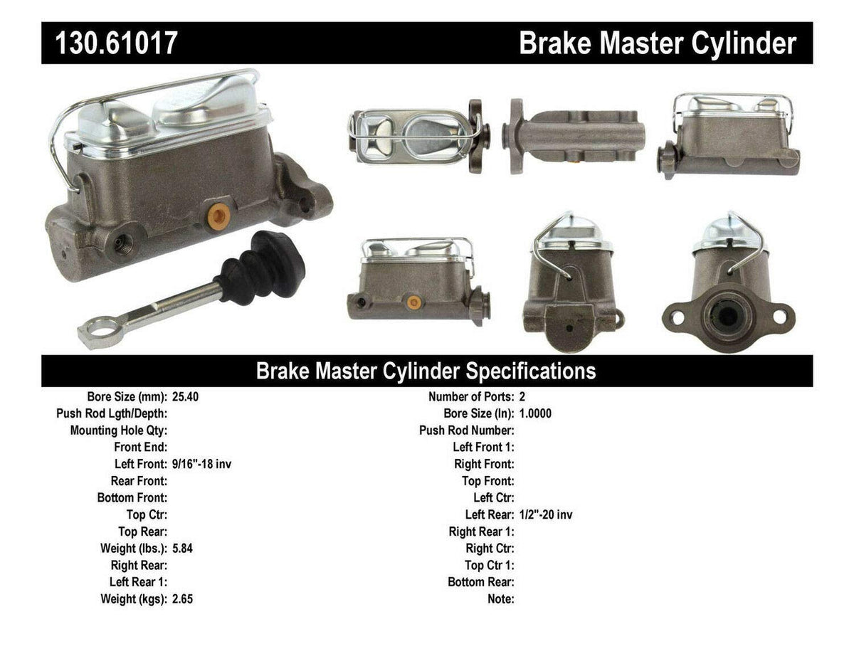 CENTRIC PARTS 130.61017 Centric Parts 130.61017 PREMIUM BRAKE MASTER CYLINDER