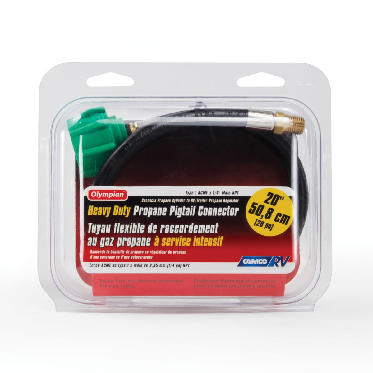 CAMCO 59843 Camco 59843 20" Pigtail Propane Hose Connectors - Acme x 1/4" Male NPT