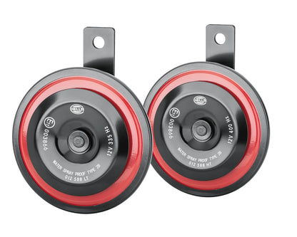 Hella 012588341 DISC HORN KIT BOX BLACK & RED GRILLE 98MM 12V