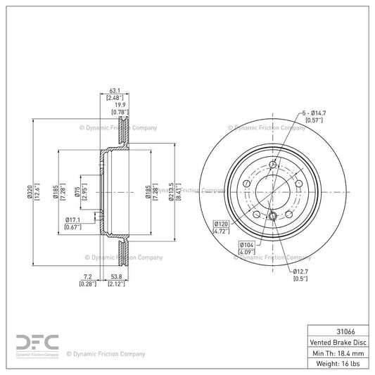 Dynamic Friction 600-31066 Rear Brake Rotor