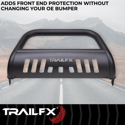 TRAILFX B0046T Trailfx Bull Bar B0046T, 3 Inch Diameter, Powder Coated, Titanium Black, with Skid Plate/Holes for Optional Lighting, 6-1/2 Inch Max Light/ 20 Inch Max Light Bar, Fits 2024-2025 Toyota Land Cruiser