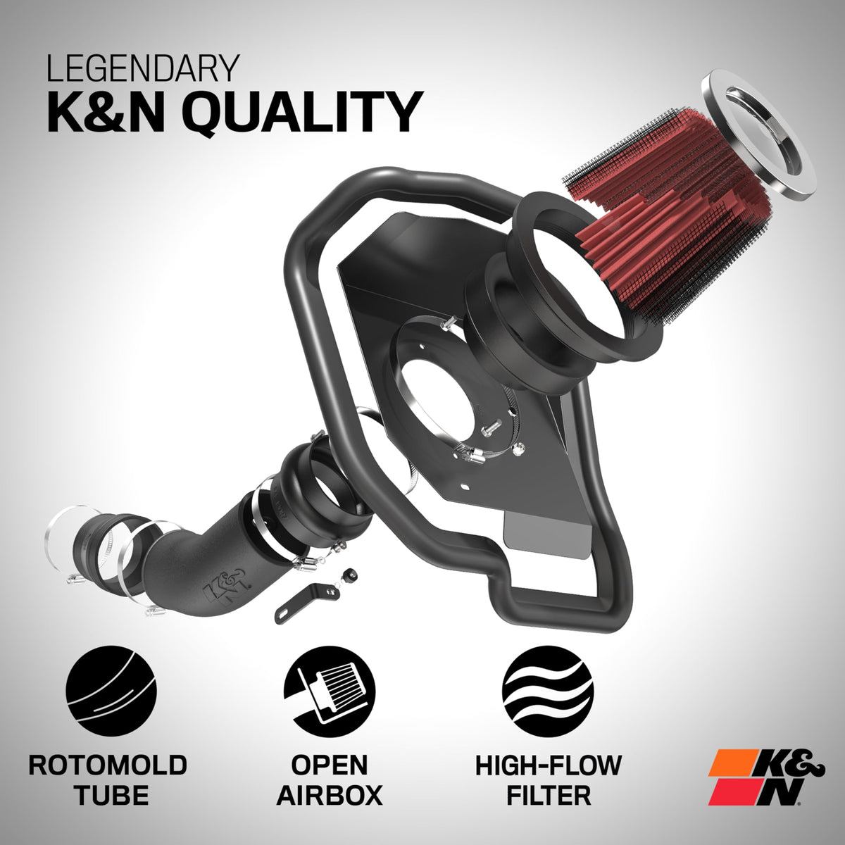 K&N FILTER 57-1514-1 K&N Cold Air Intake System: Dry-Flow Air Filter, Increase Performance & Towing: Compatible with1997-2006 JEEP: TJ, Wrangler, 57-1514-1