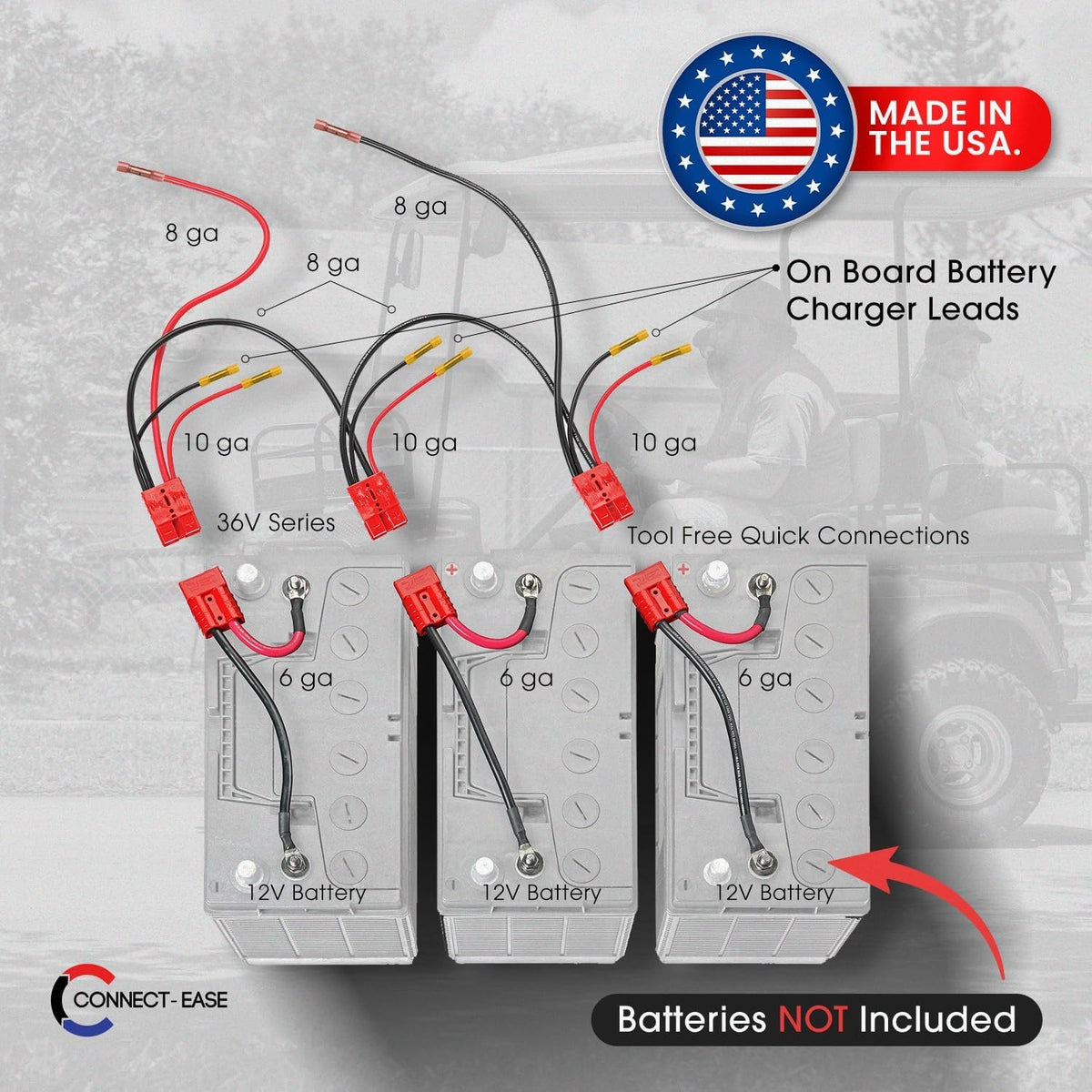 CONNECT EASE RCE36VBCHK Connect-Ease 36V Trolling Motor Connection Kit RCE36VBCHK | Series Connection for 12V Batteries with Onboard Battery Charger | Powers any 36V Trolling Motors | Plug and Play | Batteries Not Included
