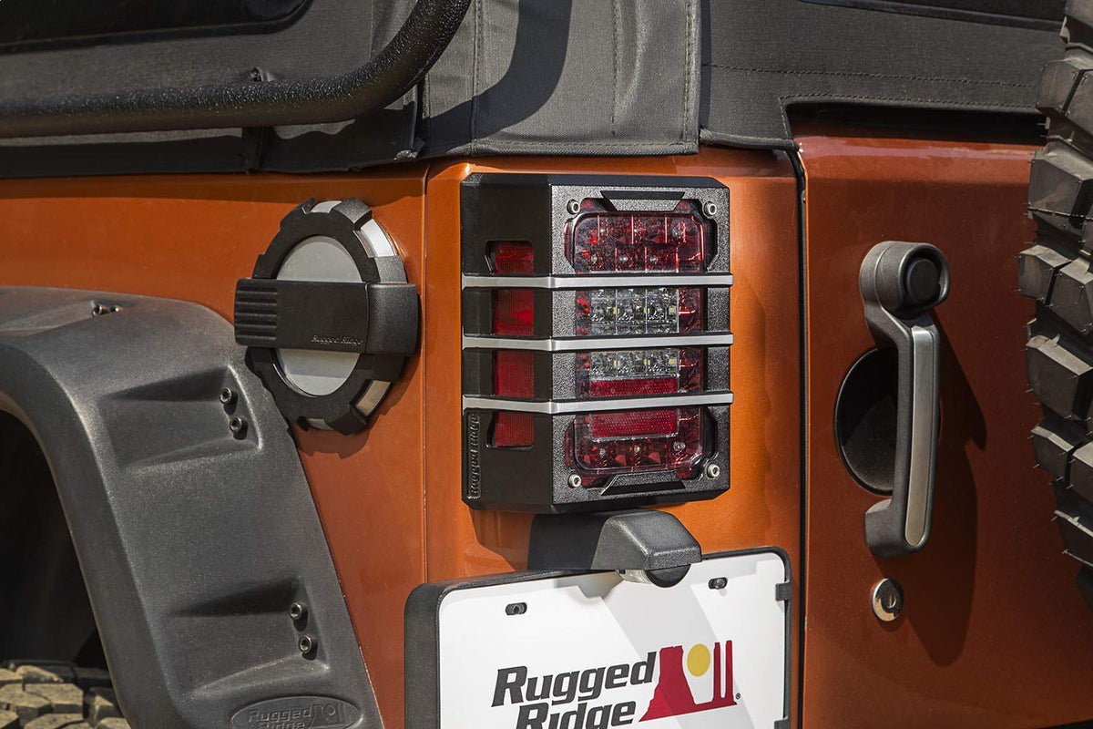 RUGGED RIDGE 11226.04 Rugged Ridge | Elite Guard Kit, Tail Light, Brushed Black | 11226.04 | Fits 2007-2018 Jeep Wrangler JK
