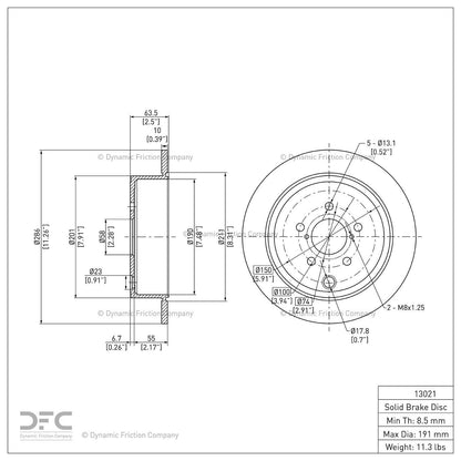 Dynamic Friction 604-13021 Rear Brake Rotor