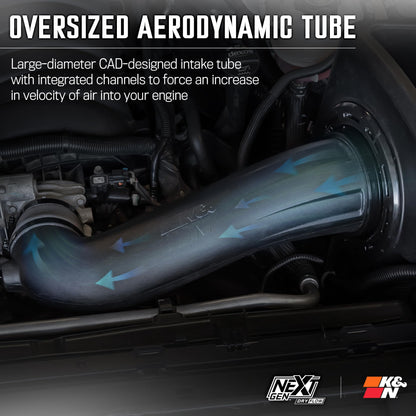 K&N FILTER 50-3110D K&N NextGen Cold Air Intake System: Dry-Flow Cotton Filter: Compatible with 2019-2025 CADILLAC/CHEVROLET/GMC Escalade; Silverado 1500; Suburban; Tahoe; Sierra 1500; Yukon; Yukon XL; 50-3110D
