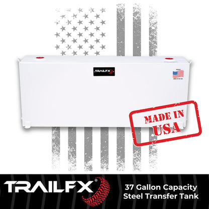 TRAILFX 21040SW TrailFX 21040SW Liquid Transfer Tank 37 Gallon Capacity Rectangular Vertical Steel Tank Gloss White Powder Coat Vented Lockable Cap For Diesel and Non-Flammable Liquids