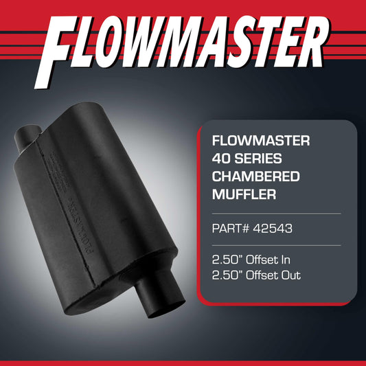 FLOWMASTER 42543 Flowmaster 40 Series Chambered Muffler – 2.50" Offset In / 2.50" Offset Out