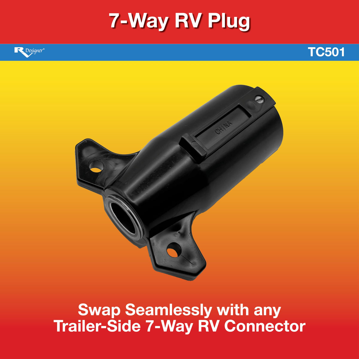 RV DESIGNER TC501 RV Designer TC501-7-Way RV Plug Blade Trailer Connector, Vehicle End