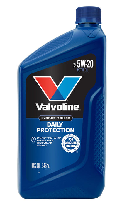 VALVOLINE 797974 Valvoline Daily Protection SAE 5W-20 Synthetic Blend Motor Oil 1 QT, Case of 6
