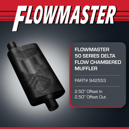FLOWMASTER 942553 Flowmaster 50 Series Delta Flow® Muffler – 2.50" Offset In/Offset Out