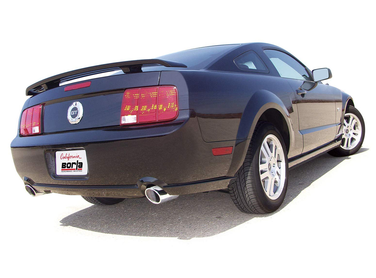BORLA 11750 BORLA 11750 Axle-Back Perf. Exhaust Sys. for '05-'09 Ford Mustang GT 4.6L V8 & '07-'09 Shelby GT500 5.4L V8 T-304 Stainless Steel S-Type Dual Split Rear Exit Single 4" Round Chrome Tips Each Side