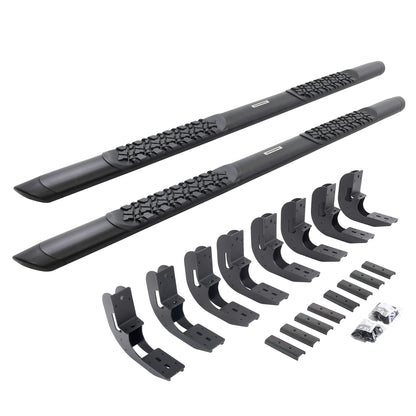 GO RHINO V3415880T Go Rhino V-Series V3 5" Side Steps & Mounting Brackets | Aluminium, Textured Black | V3415880T | Fits 2019-2025 Chevrolet Silverado & GMC Sierra 1500, 2500 HD, 3500 HD Double Cab (See Description)