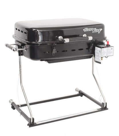 FLAME KING YSN-HT-500 Flame King - YSNHT500 RV Or Trailer Mounted BBQ - Motorhome Gas Grill - 214 Sq Inch Cooking Surface - Adjustable Flame Controller, Black