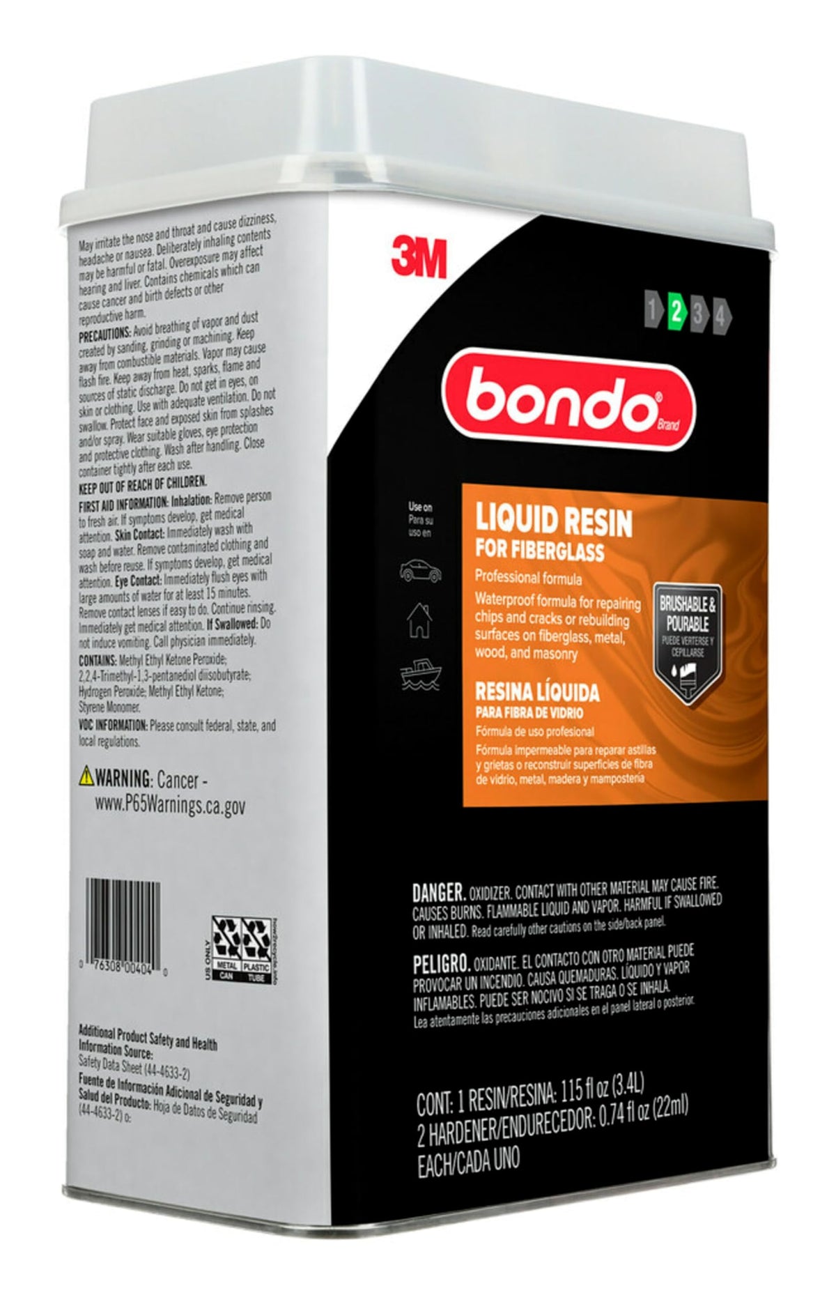 3M 404 Bondo Fiberglass Resin, 00404, 0.9 Gallon Can